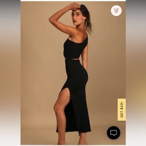 Spice Things Up Black Ribbed One-Shoulder Cutout Midi Dress